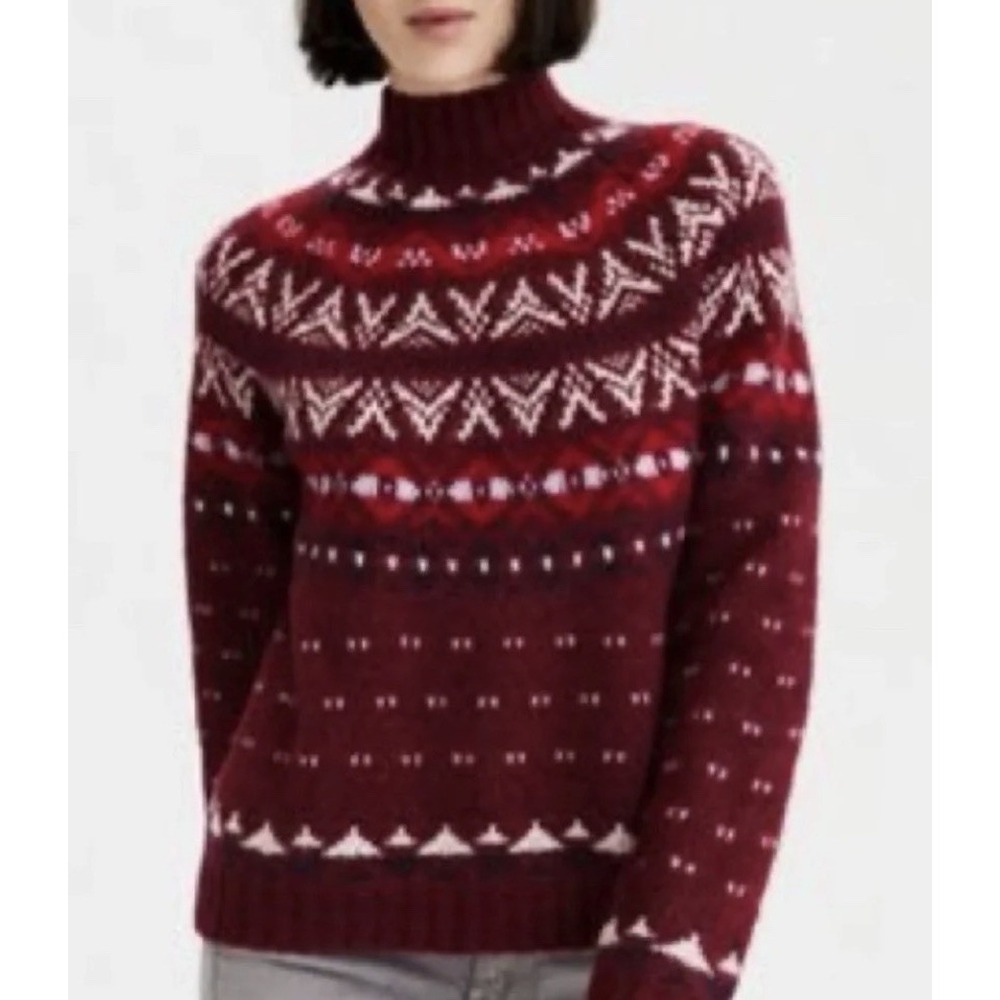 American Eagle Womens Fair Isle Pullover Sweater Size XS Wool Mock Neck